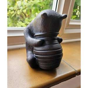 Sculpture décorative en bronze de Winnie l'ourson avec seau, pour la maison, le jardin, accessoires faits à la main, figurine antique pour la décoration - Product Image 2