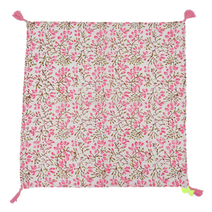 ผ้าเช็ดปากผ้าฝ้ายบริสุทธิ์ลายดอกไม้สีชมพูและสีเขียวหมักดองงานแฮนด์เมดสไตล์โมเดิร์นทรงสี่เหลี่ยม - Product Image 3