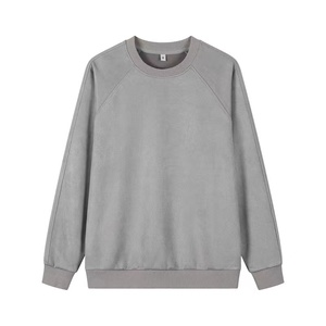 เสื้อสเวตเตอร์แบบสวมศีรษะหนังกลับสำหรับผู้ชายเสื้อสเวตเตอร์คอกลมแขนยาวโอเวอร์ไซส์สำหรับฤดูหนาวโลโก้280กรัม - Product Image 3