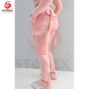 ชุดวอร์มและเสื้อมีฮู้ดสำหรับผู้หญิงเสื้อผ้าสองชิ้นชุดครอปสูทมีซิป - Product Image 2