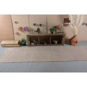 Alfombra de lana Beige rústica hecha a mano, área grande, 3,6x12,4 pies, diseño turco Vintage, patrón de retazos para pasillo, habitación, respaldo de látex - Product Image 1