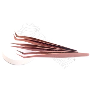 Pinces à épiler pour extensions de cils en acier inoxydable avec pointe en fibre incurvée et pointe pointue, logo personnalisé, poignée diamantée, avec emballage - Product Image 3
