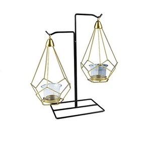 Bougeoir suspendu incurvé à la main de haute qualité accessoires de décoration de mariage et de maison bougeoir votif en métal - Product Image 1