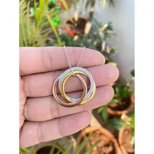 สร้อยคอเงินแท้ 925 ลายวงกลมสามวง สำหรับโอกาสเป็นของขวัญ - Product Image 1