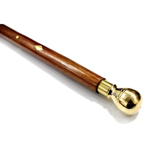 Bastón de madera marrón Sheesham Wood con trabajo de latón Morning Walk Stick del fabricante indio - Product Image 6