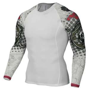 Meilleure qualité plaine à manches longues Rush Guard pour hommes respirant élégant Rash Guard Sportswear Fitness Wear Sublimation imprimé - Product Image 3