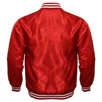 Blouson universitaire réversible en satin uni doublé laine, col montant, broderie frontale, couleur et logo personnalisables – Collection Hiver 2026