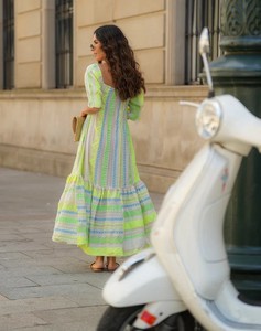 เดรสแขนสั้นสำหรับผู้หญิงคอสี่เหลี่ยมเดรสฤดูร้อนที่ดีที่สุดของงานฝีมืออินเดียสำหรับสไตล์โบฮีเมียนดูทันสมัย - Product Image 5
