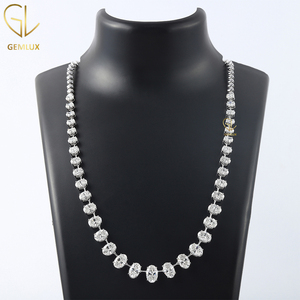 Collar de distancia delgada de diamante cultivado en laboratorio de corte ovalado certificado IGI, diseño de moda para collares finos de boda y compromiso - Product Image 1