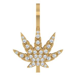 Dije de Oro Amarillo de 14K Inspirado en la Naturaleza, Diamante Cultivado en Laboratorio de Corte Redondo de 0.30 Ct con Forma de Hoja, Joyería de Oro Amarillo Sólido de 14k - Product Image 1