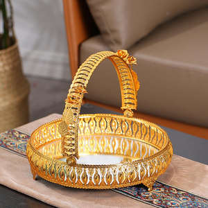 Metal Decorative Fruit <b>Basket</b> with Handle for Kitchen Counter Organizer Vegetable Snack Holder Home Hotel Restaurant Table Use - Product Image 2