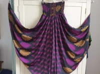 Indian Vintage Silk Sari Fabric Made Full Length Pallazo Women Pants Multi Color Printed Sari XXL Size Waist Women Girls Pallazo