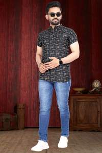 เสื้อเชิ้ตผู้ชายลายอิฐข้าวโพดคั่วดีไซน์เนอร์พร้อมใส่ - Product Image 3