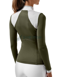 Camisa de espectáculo de equitación para mujer blusa de espectáculo ecuestre profesional elegante con tela de control de humedad para mujeres jinetes - Product Image 5