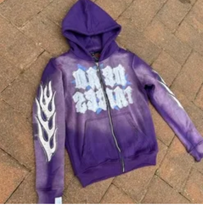 Sudadera con capucha y cremallera personalizada para hombre con logotipo bordado Patrón de ropa de calle Efecto de decoloración del sol Diseño recortado para el invierno - Product Image 6