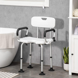 HOMCOM-Chaise de douche rembourrée en forme de U pour femmes âgées, handicapées et enceintes, 54x52x70-82cm, blanc - Product Image 2