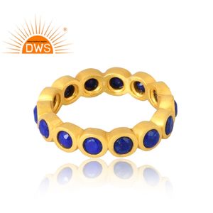 แหวนพลอย Lapis ธรรมชาติชุบทอง18K 925เงินสเตอร์ลิงเครื่องประดับแบบละเอียด - Product Image 4