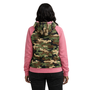 Sudadera con Capucha de Forro Polar para Mujer, Estilo Universitario, con Estampado Personalizado en la Parte Delantera, Color Rosa y Verde, para Hermandades Universitarias - Product Image 2