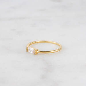 แหวนชุบทองด้วย925เงินสเตอร์ลิงบางเครื่องประดับสำหรับผู้หญิงพลอยธรรมชาติแบบเรียบแหวนพลอยเพชร - Product Image 3