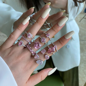 Anillo de compromiso y boda elegante de plata S925 con doble halo, corte ovalado, de pera, princesa, corazón, con diamante de moissanita VVS, anillos finos - Product Image 5