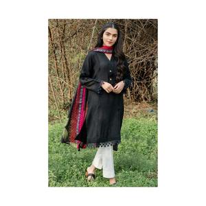 Robe de fête musulmane et indienne pakistanaise ethnique dames porter pelouse salwar kameez 3 pièces avec cou brodé - Product Image 6