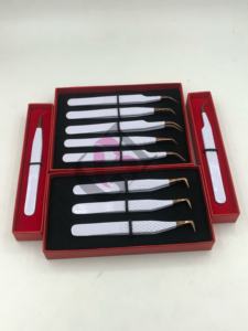 แหนบต่อขนตา45องศาปลายสีขาวปลายกุหลาบโค้ง90องศาอุปกรณ์เสริมความงามปรับแต่งโลโก้ได้ตามต้องการ - Product Image 6