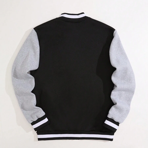 Vestes universitaires pour hommes sur mesure en gros, corps en laine lourde, manches en cuir, devant brodé, coupe ample, tailles longues - Product Image 6