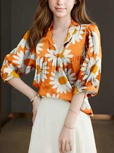 <span class=keywords><strong>เสื้อ</strong></span>ผู้หญิงลำลองใส่สบาย ระบายอากาศได้ดี <span class=keywords><strong>ลาย</strong></span><span class=keywords><strong>ดอก</strong></span><span class=keywords><strong>ทานตะวัน</strong></span>สไตล์วิน<span class=keywords><strong>เท</strong></span><span class=keywords><strong>จ</strong></span> สำหรับฤดูใบไม้ผลิและฤดูร้อน เป็นมิตรกับสิ่งแวดล้อม - Product Image 5