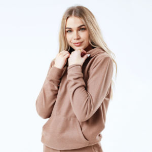 <b>Women's</b> Custom Oversize Cotton <b>Fleece</b> Sweatsuit Set 2-Piece Workout Lounge Tracksuit With Solid <b>Pattern</b> for Winter - Product Image 4