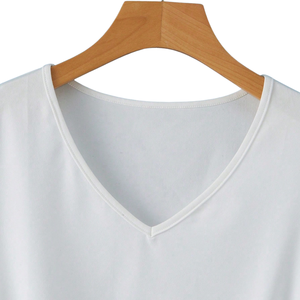 Camiseta de Manga Corta con Cuello en V para Mujer, Estilo Casual de Verano, Detalle de Nudo Lateral, Camiseta Básica Suave, Transpirable, Tejida y Ligera - Product Image 5