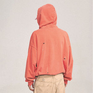 Sudadera con Capucha para Hombre, Estilo Vintage, Holgada, con Bolsillo Tipo Canguro, Hombros Caídos, Manga Larga, Estampada, Desgastada, con Cierre - Product Image 2