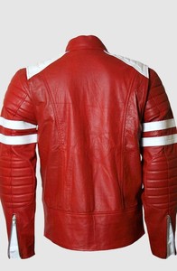 Veste de motard rétro en cuir de mouton de haute qualité pour hommes, style high street d'hiver, col montant avec logo à l'avant - Product Image 3