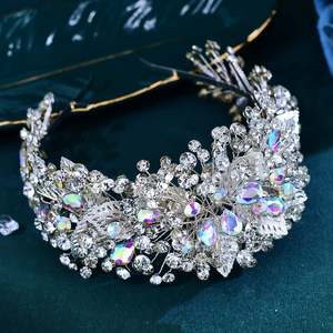 Bridella BHP633-S <b>Silver</b> Rhinestone Pearl <b>Headband</b>-Elegant Bridal Flower Headwear Comfortable Fit for Weddings Formal Events - Product Image 1