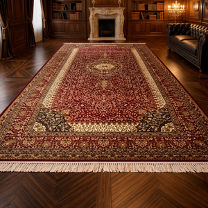 Alfombra de Polipropileno Hecha a Máquina, Ecológica, Resistente a las Manchas, Diseño Clásico de Medallón Persa, Floral Rojo, Duradera para el Hogar - Product Image 3