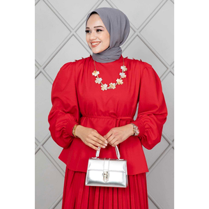 ฮิญาบแบบกระดุมไหล่มี2ชิ้นสีแดง - Product Image 5