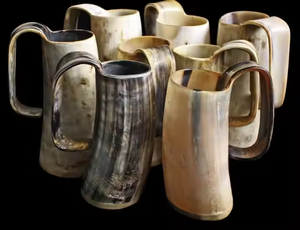 Taza de cuerno de búfalo vikingo personalizable de calidad superior L Tapa de cuerno para beber Café Cerveza de artesanía de media luna - Product Image 3