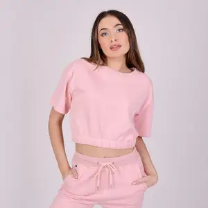 Áo Phông 100% Cotton Single Jersey Áo Phông Nữ Tay Ngắn Cổ Chữ V Màu Trơn Chất Lượng Cao Mặc Thường Ngày Có Logo Của Bạn