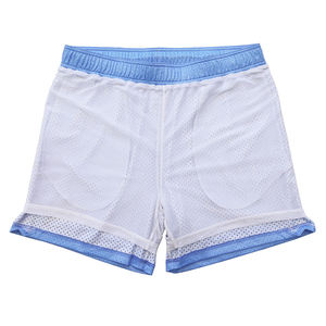 Shorts décontractés pour hommes en maille bleue respirante avec cordon de serrage, couleur unie, tissu tricoté 100% polyester - Product Image 5