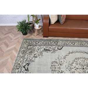 พรมตุรกีขนาด 6.1x10.2 ฟุต พรมวินเทจขนาดใหญ่ พรมขนสัตว์ลายทางสีขาว - Product Image 3