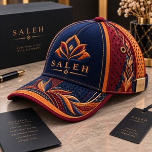 Casquette Snapback Homme SALEH Broderie Florale Ethnique Vintage Maille Respirante Réglable 100% Coton Imperméable Décontractée pour Mariage - Product Image 3