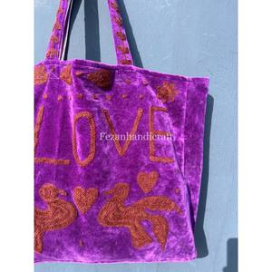 Bolsas de Compras de Verano para Mujer, Bordadas a Mano con Tela de Terciopelo, Estilo Suzani, Tamaño 18x18, Bordado Uzbeko, Estilo Boho, para Uso Diario - Product Image 2