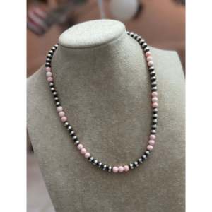 Navajo Strung Pink Conch & Sterling Silver Pearl <b>Necklace</b> - Product Image 2