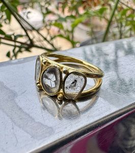 แหวนเงินสเตอร์ลิง925ชุบทองวินเทจประดับเพชรขอบกุหลาบธรรมชาติสำหรับเป็นของขวัญในงานแต่งงานงานครบรอบ - Product Image 4