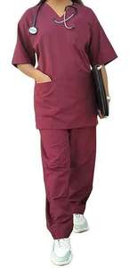 Scrubs médicaux OEM uniformes rouges résistants à l'eau de Javel tenue d'infirmière et de médecin prix bon marché de gros - Product Image 3