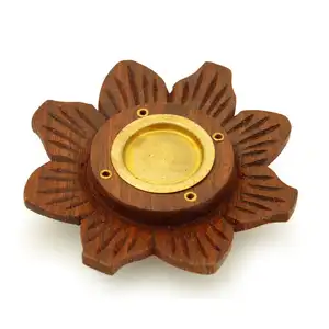 Agarwood Incense Bakhoor Burner Portable Round Lotus Shape Wooden Incense Holder Incense Ash Burner For Meditation From Tradnary