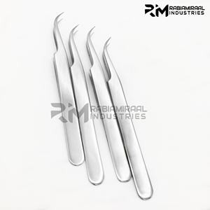 Pince à épiler en argent de marque privée RMI pince à cils Volume régulier Extension de cils incurvés pince à épiler en acier inoxydable - Product Image 3