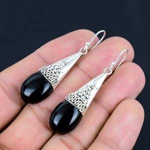 Pendientes de alta calidad, piedras preciosas de plata, colgantes hechos a mano, Plata de Ley 925, pendiente giratorio de ónix negro, venta al por mayor, joyería de sello 925 - Product Image 5