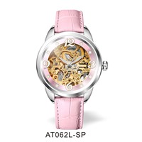 Haute Qualité Femmes Automatique Mécanique Squelette Montre De Luxe En Acier Inoxydable Bande Cristal Montre Pour Femme Marque Privée