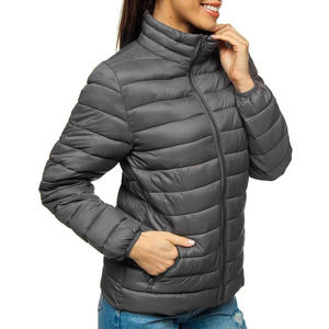 Dernier design, prix bas, veste d'hiver matelassée à capuche pour femmes, logo personnalisé, tissu respirant, couleur gris uni, taille plus, parka - Product Image 5