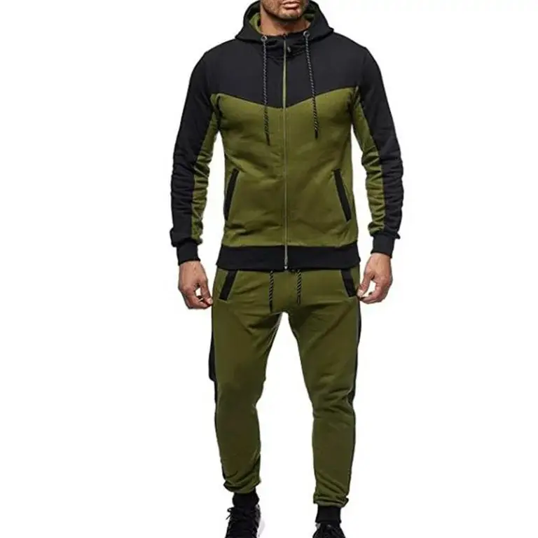 Atmungsaktiv 2024 Herbst neue Blank Men zweifarbig grün und schwarz Sweat Suits zweiteilig für Männer